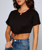 With fun and flirty details, Cinched And Chic Crop Top shows off your unique style for a trendy outfit for the summer season!