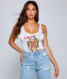 With fun and flirty details, Reign In Style Queen Of Hearts Bodysuit shows off your unique style for a trendy outfit for the summer season!