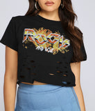 With fun and flirty details, Rock And Roll Cropped Tee shows off your unique style for a trendy outfit for the summer season!