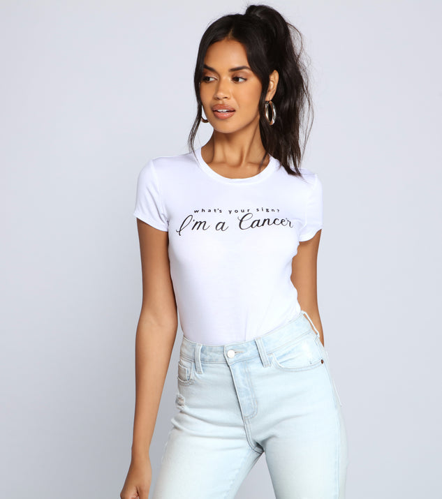With fun and flirty details, Cancer Trendy Zodiac Graphic Tee shows off your unique style for a trendy outfit for the summer season!