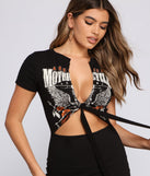 Baddie Chic Tie Front Mini Dress is a trendy pick to create 2023 festival outfits, festival dresses, outfits for concerts or raves, and complete your best party outfits!