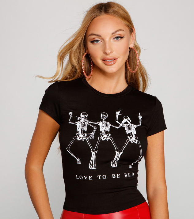 With fun and flirty details, Love To Be Wild Skeleton Graphic Tee shows off your unique style for a trendy outfit for the summer season!