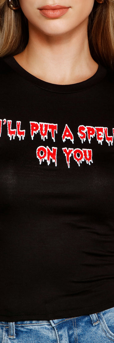 With fun and flirty details, I'll Put A Spell On You Graphic Tee shows off your unique style for a trendy outfit for the summer season!
