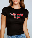 With fun and flirty details, I'll Put A Spell On You Graphic Tee shows off your unique style for a trendy outfit for the summer season!