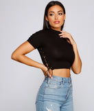 With fun and flirty details, Back To Basics Lace Up Ribbed Knit Top shows off your unique style for a trendy outfit for the summer season!
