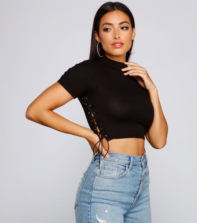 With fun and flirty details, Back To Basics Lace Up Ribbed Knit Top shows off your unique style for a trendy outfit for the summer season!