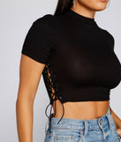 With fun and flirty details, Back To Basics Lace Up Ribbed Knit Top shows off your unique style for a trendy outfit for the summer season!