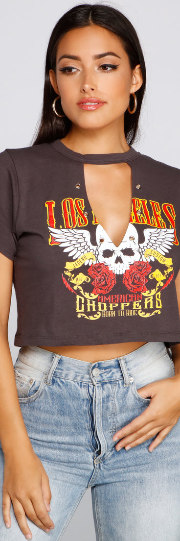 Edgy Babe Cutout Crop Top is a trendy pick to create 2023 festival outfits, festival dresses, outfits for concerts or raves, and complete your best party outfits!