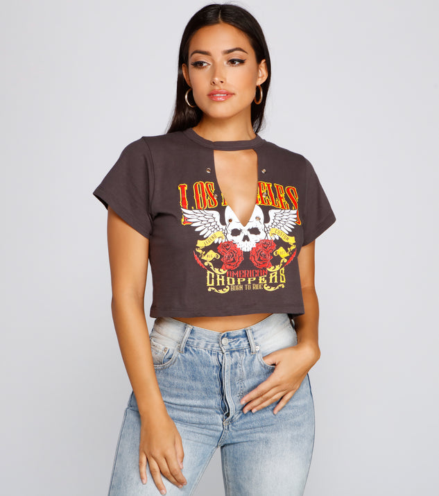 Edgy Babe Cutout Crop Top is a trendy pick to create 2023 festival outfits, festival dresses, outfits for concerts or raves, and complete your best party outfits!