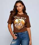 With fun and flirty details, Stay Wild Cowboy Graphic Tee shows off your unique style for a trendy outfit for the summer season!