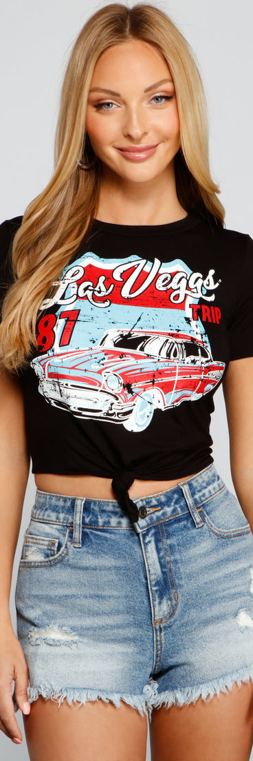 With fun and flirty details, Viva Las Vegas Car Graphic Tee shows off your unique style for a trendy outfit for the summer season!