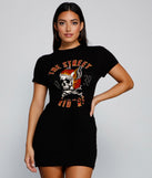 With fun and flirty details, Street Rider Graphic Lace-Up Tee shows off your unique style for a trendy outfit for the summer season!