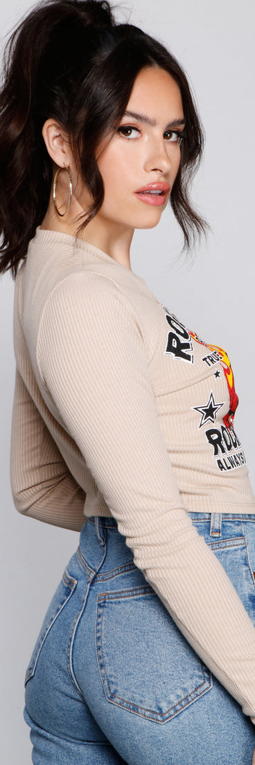 With fun and flirty details, Born To Rock Rhinestone Crop Top shows off your unique style for a trendy outfit for the summer season!