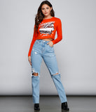 With fun and flirty details, Legendary Rider Graphic Long Sleeve Top shows off your unique style for a trendy outfit for the summer season!