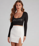 Dress up in Feisty Chic Strappy Back Crop Top as your going-out dress for holiday parties, an outfit for NYE, party dress for a girls’ night out, or a going-out outfit for any seasonal event!