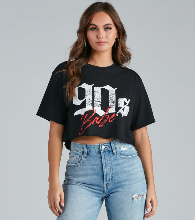 90's Babe Crop Tee is a trendy pick to create 2023 festival outfits, festival dresses, outfits for concerts or raves, and complete your best party outfits!