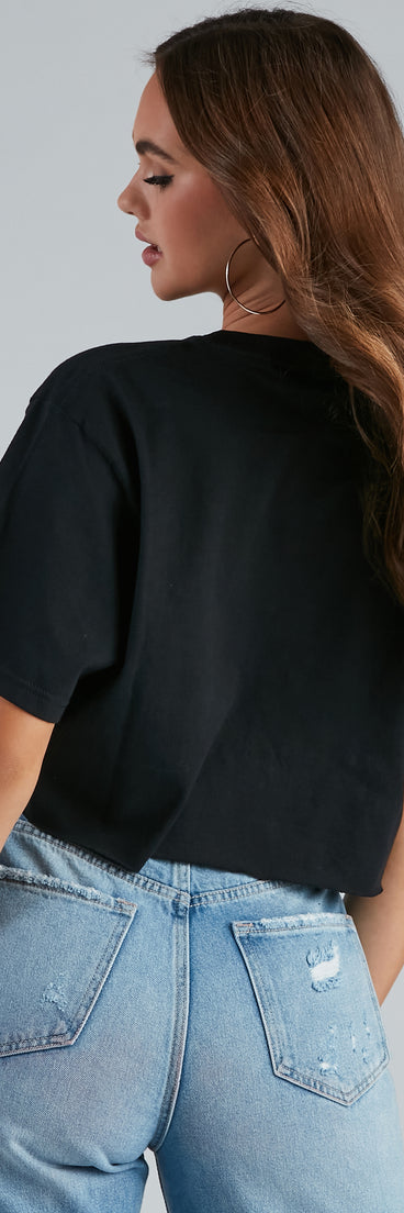 With fun and flirty details, 90's Babe Crop Tee shows off your unique style for a trendy outfit for the summer season!