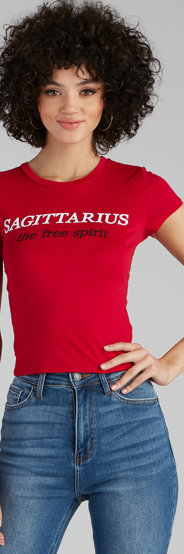 With fun and flirty details, Sagittarius The Free Spirit Graphic Tee shows off your unique style for a trendy outfit for the summer season!