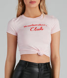 With fun and flirty details, Join The Club Crop Graphic Tee shows off your unique style for a trendy outfit for the summer season!