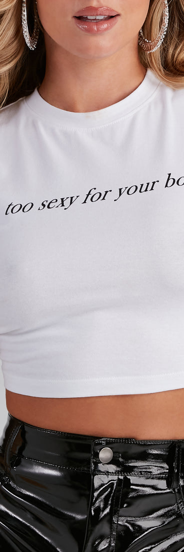 With fun and flirty details, Too Sexy Graphic Crop Tee shows off your unique style for a trendy outfit for the summer season!