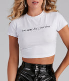 With fun and flirty details, Too Sexy Graphic Crop Tee shows off your unique style for a trendy outfit for the summer season!