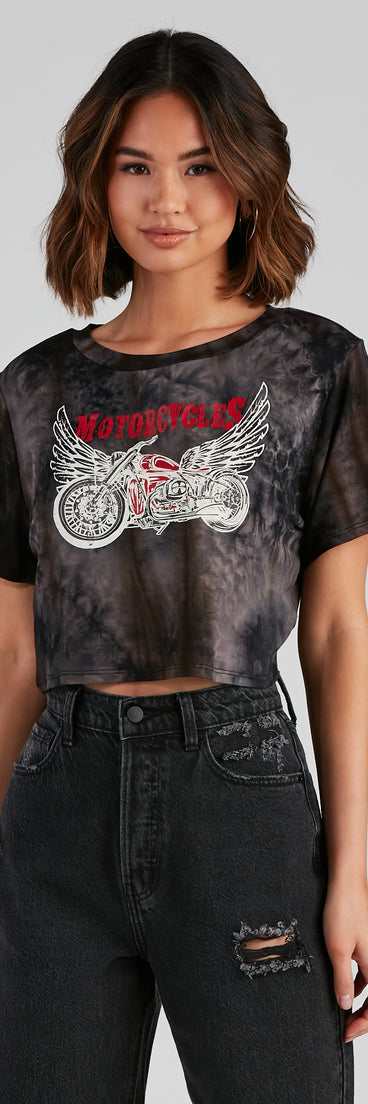 Angel Rider Tie-Dye Graphic Tee is a trendy pick to create 2023 festival outfits, festival dresses, outfits for concerts or raves, and complete your best party outfits!