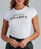 With fun and flirty details, Flawless Aquarius Graphic Knit Tee shows off your unique style for a trendy outfit for the summer season!