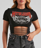 With fun and flirty details, Motor Legend Cropped Graphic Tee shows off your unique style for a trendy outfit for the summer season!
