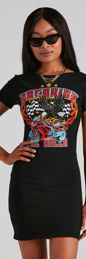 Rulebreaker Graphic Cutout Short Dress is a trendy pick to create 2023 festival outfits, festival dresses, outfits for concerts or raves, and complete your best party outfits!