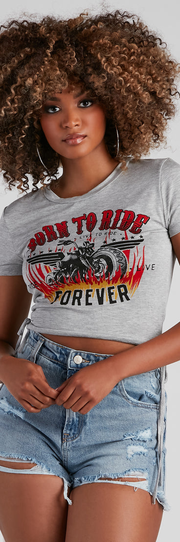 Born To Ride Jersey Graphic Tee is a trendy pick to create 2023 festival outfits, festival dresses, outfits for concerts or raves, and complete your best party outfits!