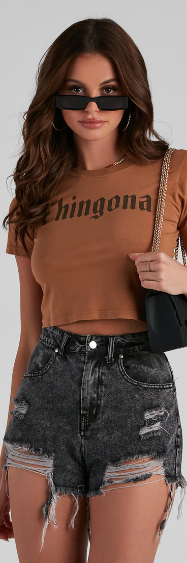With fun and flirty details, Chingona Graphic Crop Top shows off your unique style for a trendy outfit for the summer season!