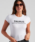 With fun and flirty details, Taurus Squad Graphic Crop Top shows off your unique style for a trendy outfit for the summer season!