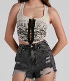 With fun and flirty details, Classic Legend Graphic Tank Top shows off your unique style for a trendy outfit for the summer season!