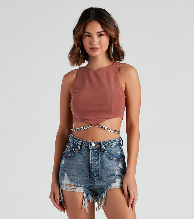 Chain Of Plans High Neck Crop Top is a trendy pick to create 2023 festival outfits, festival dresses, outfits for concerts or raves, and complete your best party outfits!