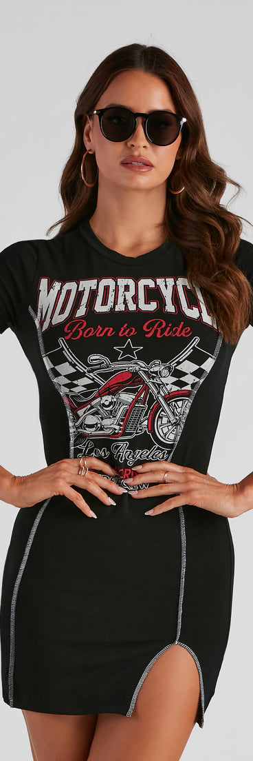 LA Rider Graphic Seam Short Dress is a trendy pick to create 2023 festival outfits, festival dresses, outfits for concerts or raves, and complete your best party outfits!