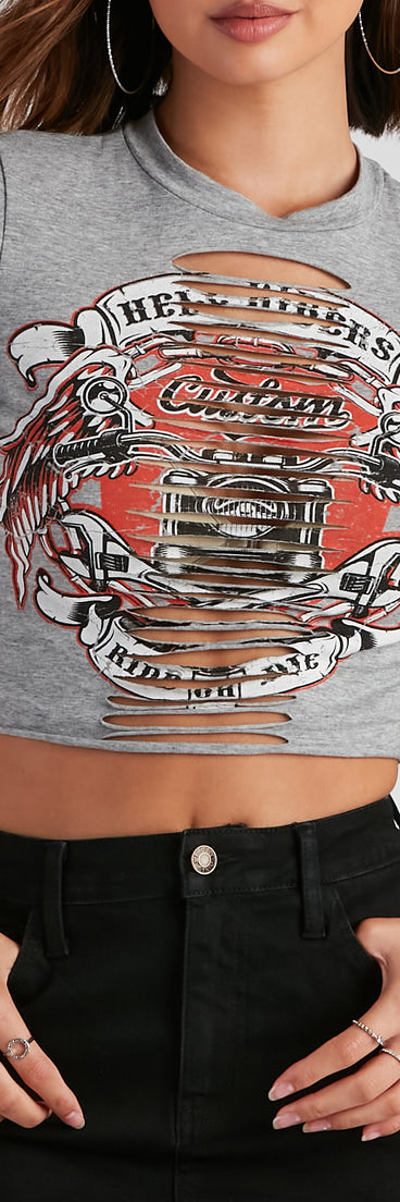 With fun and flirty details, Ride Or Die Moto Graphic Slash Tee shows off your unique style for a trendy outfit for the summer season!