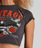 With fun and flirty details, Americana Raglan Graphic Crop Tee shows off your unique style for a trendy outfit for the summer season!