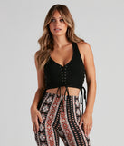 Dress up in Always Trendy Lace-Up Tank Top as your going-out dress for holiday parties, an outfit for NYE, party dress for a girls’ night out, or a going-out outfit for any seasonal event!
