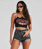 Rockstar Life Graphic Crop Top is a trendy pick to create 2023 festival outfits, festival dresses, outfits for concerts or raves, and complete your best party outfits!