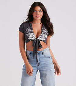Biker Vibes Motorcycle Cropped Graphic Tee is a fire pick to create 2023 festival outfits, concert dresses, outfits for raves, or to complete your best party outfits or clubwear!
