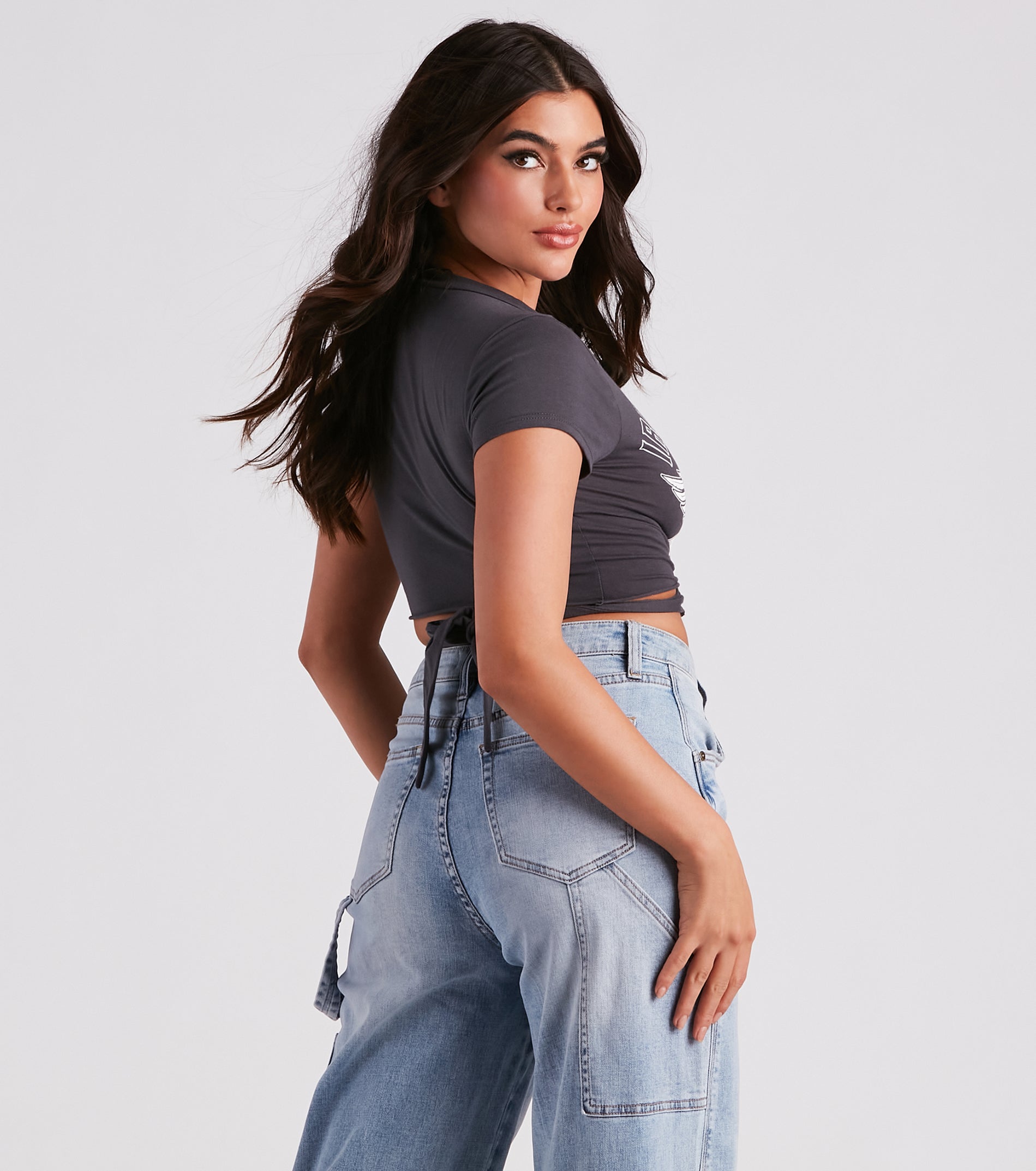 Biker Vibes Motorcycle Cropped Graphic Tee | Windsor