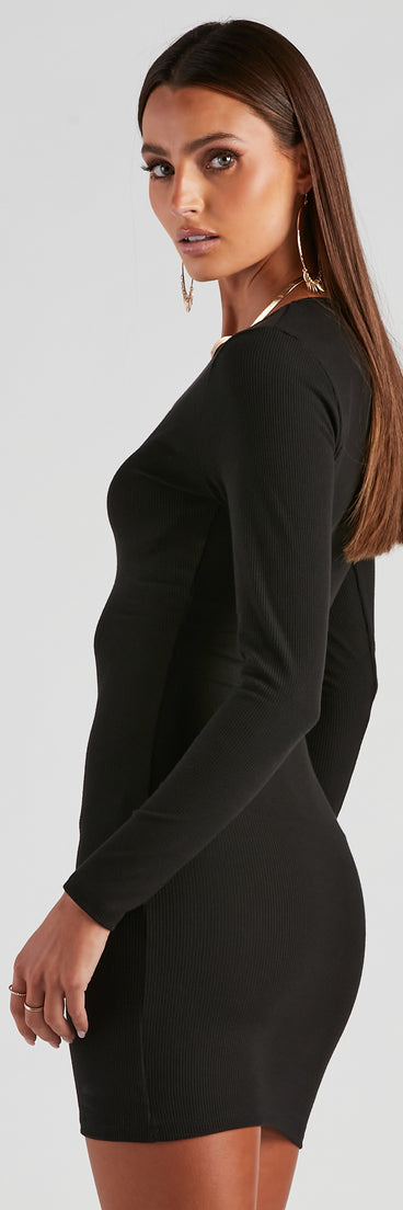 Basic Must-Have Ribbed Knit Mini Dress