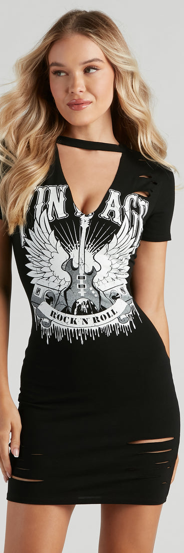 Rock Legend Graphic Choker Tunic is a trendy pick to create 2023 festival outfits, festival dresses, outfits for concerts or raves, and complete your best party outfits!