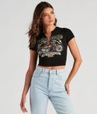 Motorcycle Babe Graphic Crop Tee is a trendy pick to create 2023 festival outfits, festival dresses, outfits for concerts or raves, and complete your best party outfits!