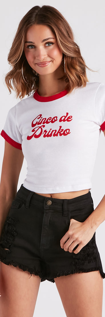 With fun and flirty details, Cinco De Drinko Crop Graphic Tee shows off your unique style for a trendy outfit for the summer season!