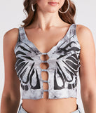 Butterfly Baby Tie Dye Crop Top is a fire pick to create 2023 festival outfits, concert dresses, outfits for raves, or to complete your best party outfits or clubwear!