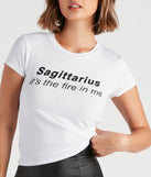 With fun and flirty details, Sagittarius Graphic Crop Tee shows off your unique style for a trendy outfit for the summer season!