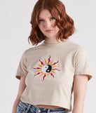 With fun and flirty details, Find Balance Ying Yang Graphic Crop Tee shows off your unique style for a trendy outfit for the summer season!