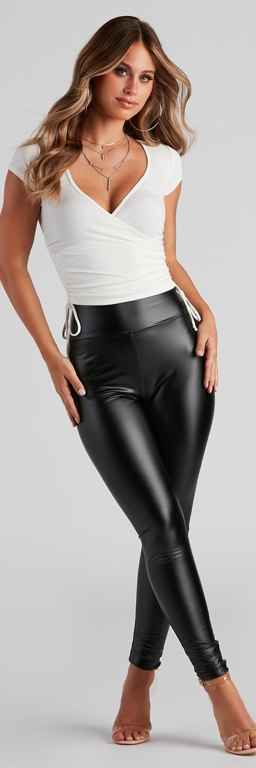 With fun and flirty details, Break The Tie Surplice Ribbed Top shows off your unique style for a trendy outfit for the summer season!