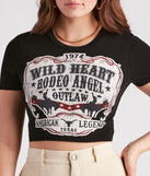 Rodeo Angel Cropped Graphic Tee is a trendy pick to create 2024 concert outfits, festival dresses, outfits for raves, or to complete your best party outfits or clubwear!